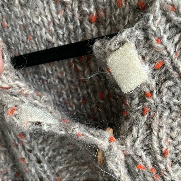 HAND KNIT Wool Long Button Front Cardigan Sweater Coat XL - Picture 9 of 9